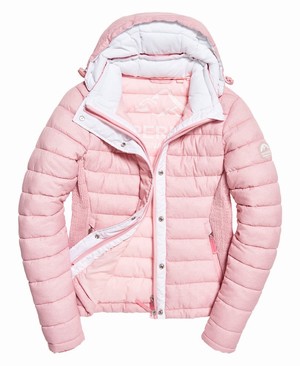 Superdry Fuji Slim Double Cipzár Hooded Női Kabát Rózsaszín | RPUKX3726